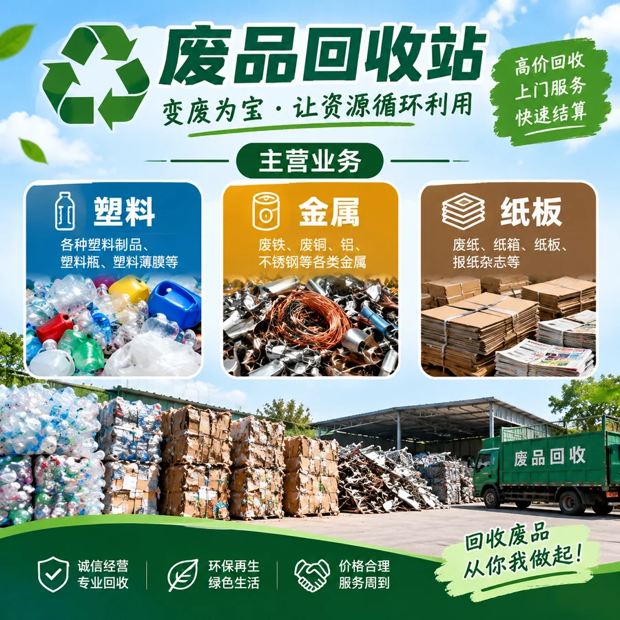 废品回收站门店海报案例